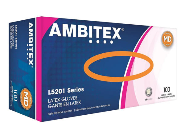 Ambitex L5201 Series Powder-Free Cream Latex Gloves, Medium, 100 Box (LMD5201)
