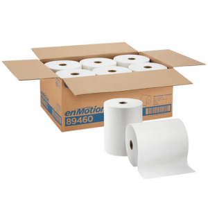 enMotion Hardwound Paper Towel, 1-Ply, White, 800'/Roll, 6 Rolls/Carton (89460)