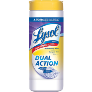 Lysol Dual Action Wipes, 75 Wipes Canister, 6 Canisters CT