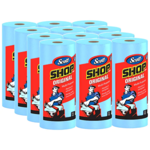 Scott Shop Original Paper Wipers, Blue, 55 sheets Roll, 12 Rolls Carton (75147)