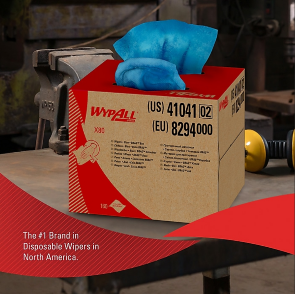 WypAll X80 HydroKnit Wipers, Blue, 160 Carton (41041)(4)