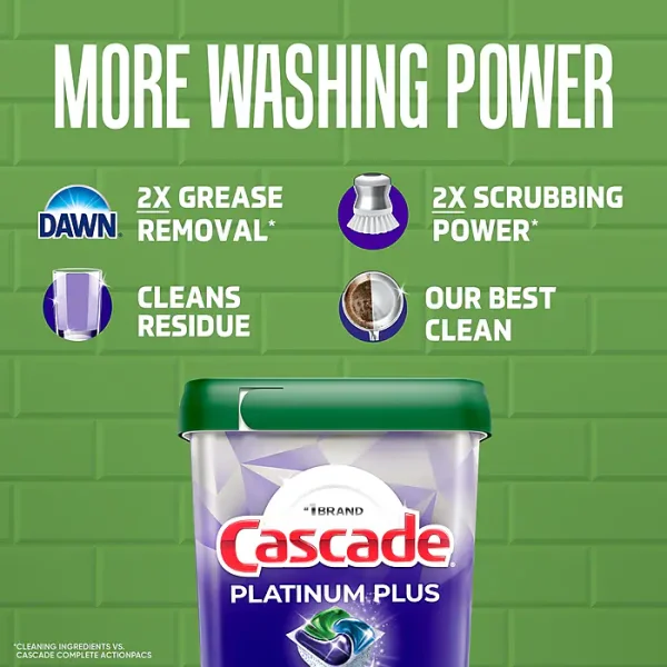 Cascade Platinum Plus Action Pacs Dishwashing Detergent Pods